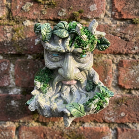 5" Whimsical Tree Face Sculpture, Garden Peeker Statue, Outdoor Trunk Tree Huggers Art, Landscape Accent Ornament, Hanging Fairy Elve Figurine for Yard Art, Feeder Decor Wall Mounted Statue