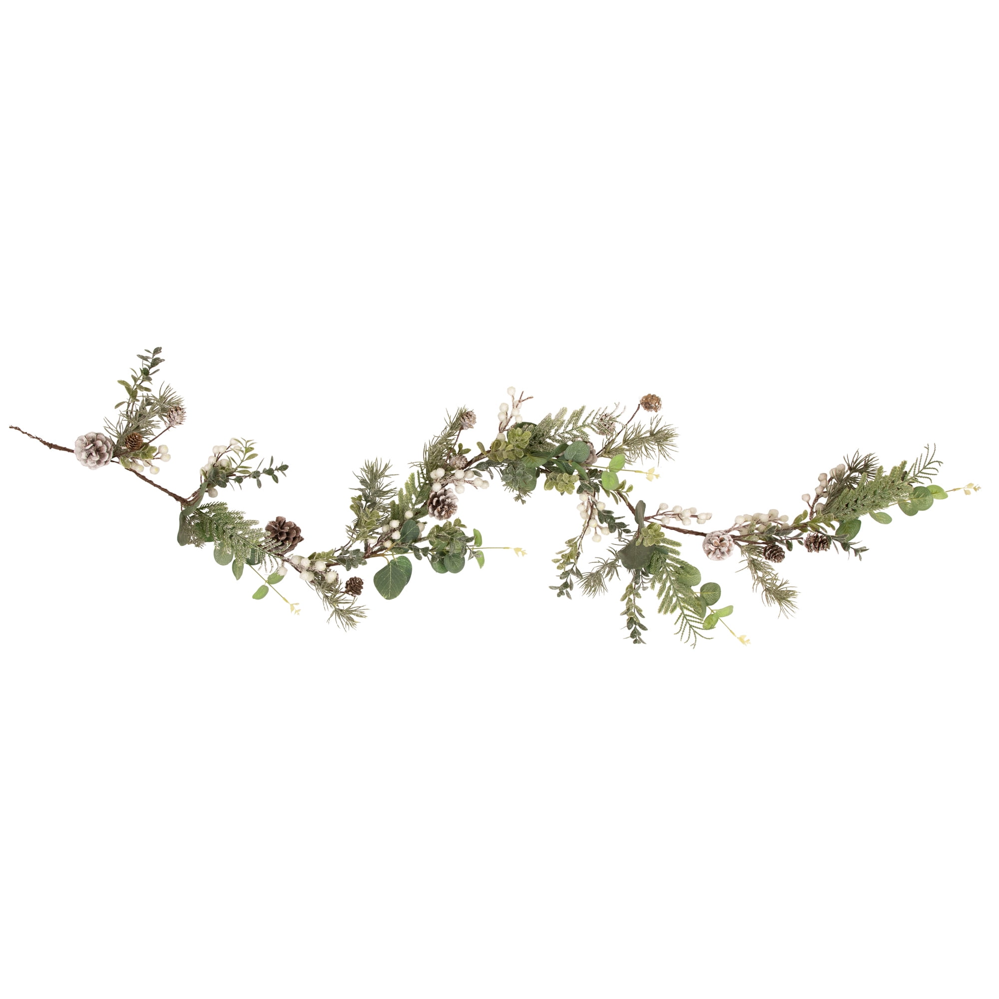 5' White Berry Eucalyptus and Pinecone Christmas Garland - Unlit