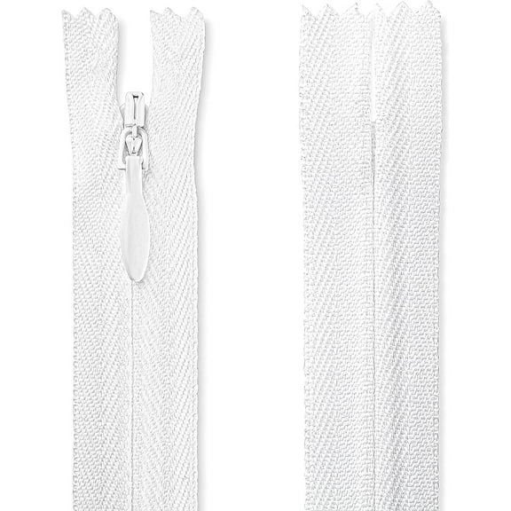 5" White Invisible Zipper  Heavy-Duty Non-Separating Nylon Zipper with 2mm Teeth for Sewing, Crafts & DIY Projects