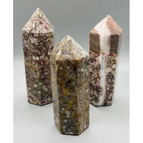 ~5+" White Leopard Skin Jasper obelisk
