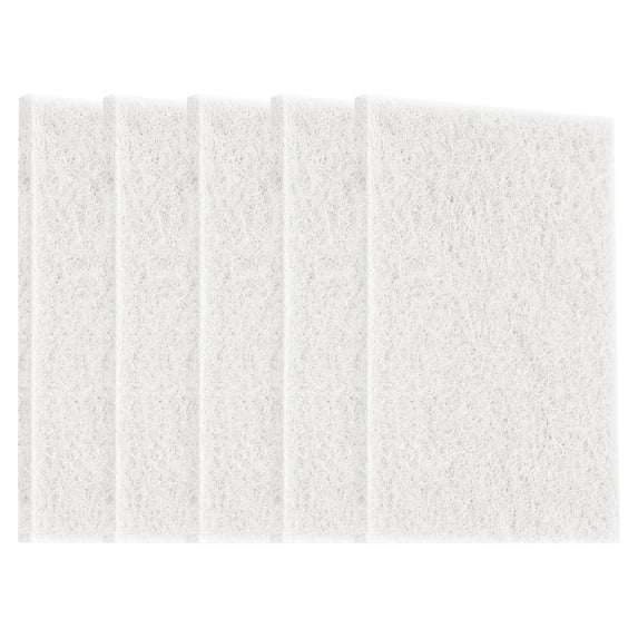5 White Scouring Pads (14*9 Cm), Mohdy Plastic Household Cleaning Cloth, Grey White Scouring for Household Kitchen Dishwashing Brushing Pots and Cleaning Utensils Scouring for Cleaning, 5