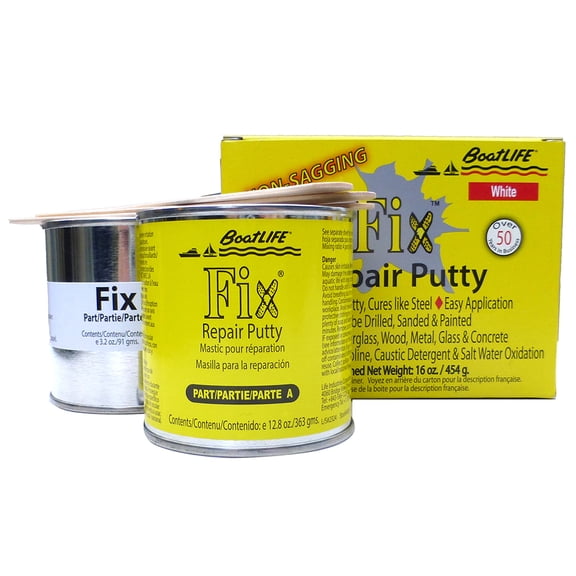 5" White, Yellow, and Black Boating Fix Repair Putty - 16oz