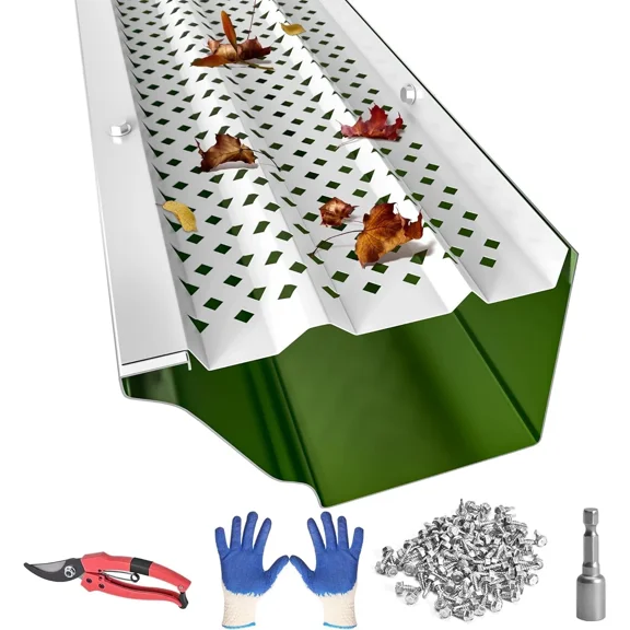 5 in Wide Aluminum Gutter Guards, 216 ft Heavy-Duty Leaf and Pine Needle Gutter Protection, 64 PCS Rain Gutter Covers with Screws Included, DIY Gutter Guard System, White Painted
