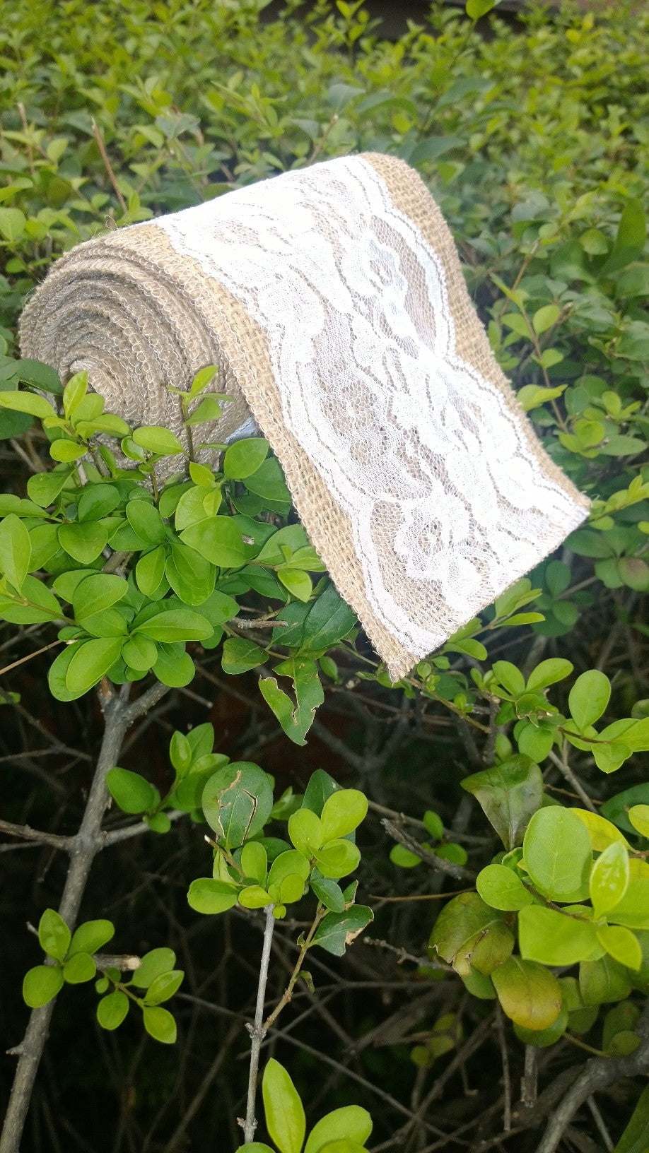 5 Wide Burlap 4 White Lace Ribbon 5 Yards 4 Lace-,