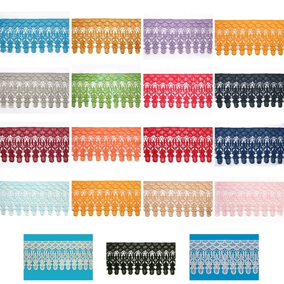 5" Wide Pink Orange Black Blue Yellow Latte Embroidered Venice Lace Trim by Yard