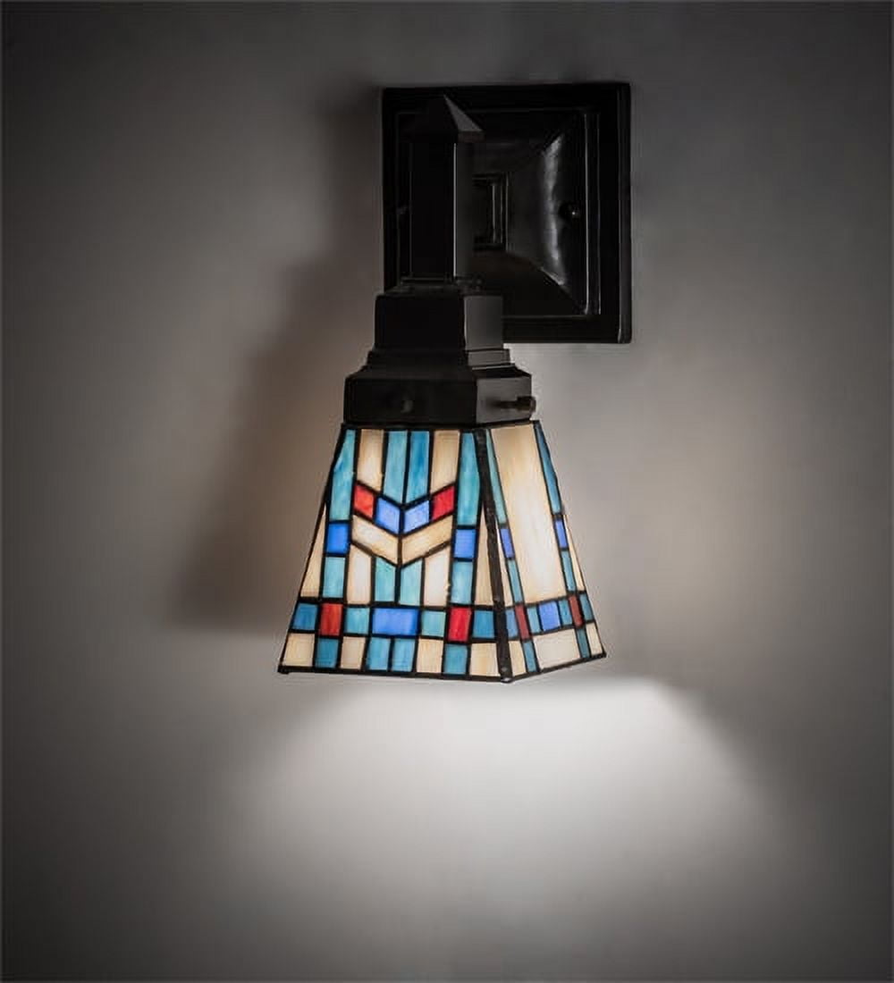 Mahogany Bronze Prairie Style Glass Wall Sconce