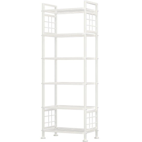 5-Wire Standing Book Shelf & Bookcase, Metal Storage Shelving Unit Pantry Rack for Laundry Kitchen Bathroom Organizer, Black