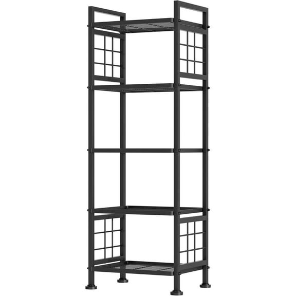 5-Wire Standing Storage Shelves, Metal Shelving Unit Pantry Rack for Laundry Kitchen Bathroom Organizer(Black)