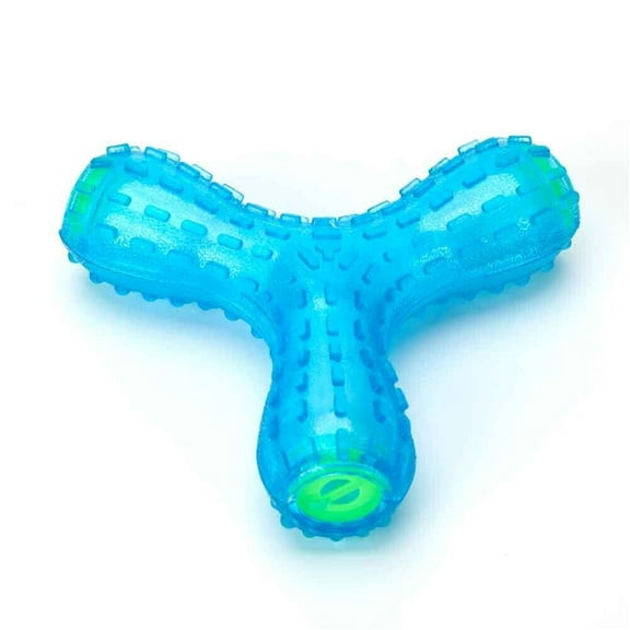 5" Wish Bone Dog Toy Durable Giggle Sound Gum Massaging Teeth Clean Chew Fetch (Blue)