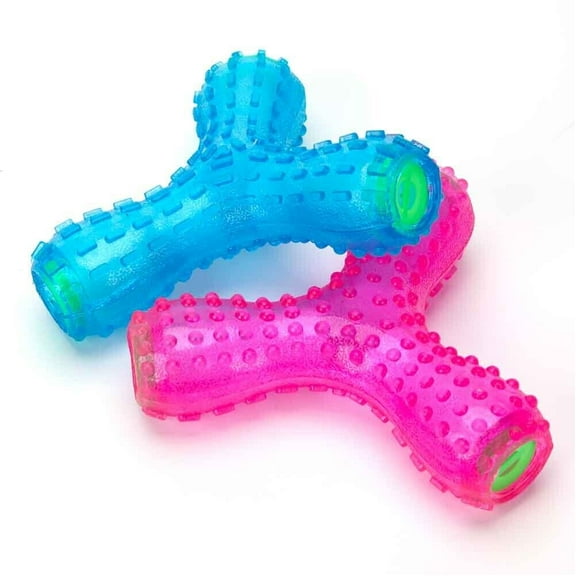 5" Wish Bone Dog Toy Durable Giggle Sound Gum Massaging Teeth Clean Chew Fetch (Full Set - Both Colors)