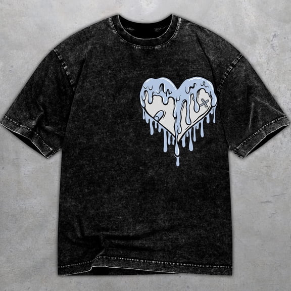 5 Wolf Grey 5s Light Graphite Color Washed Shirt, Dripping Heart, Shirts Match Sneakers