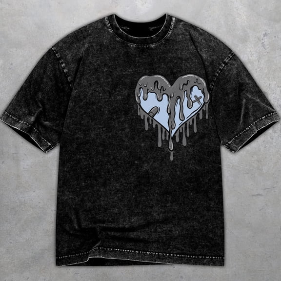 5 Wolf Grey 5s Light Graphite Washed Shirt, Dripping Heart, Shirts Match Sneakers
