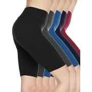 Kuda Moda 5 Pack Women 3 inch High Waist Biker Shorts Bike Short Ultra Soft Yoga Sports Athletic Leggings Pants