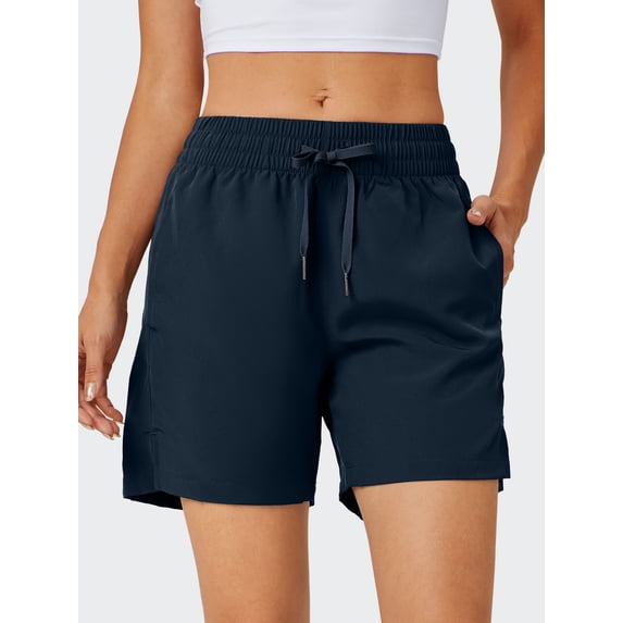 5" Womens Athletic Running Shorts Lightweight Quick Dry Basic Shorts Workout Gym Shorts with Pockets navy blue XL