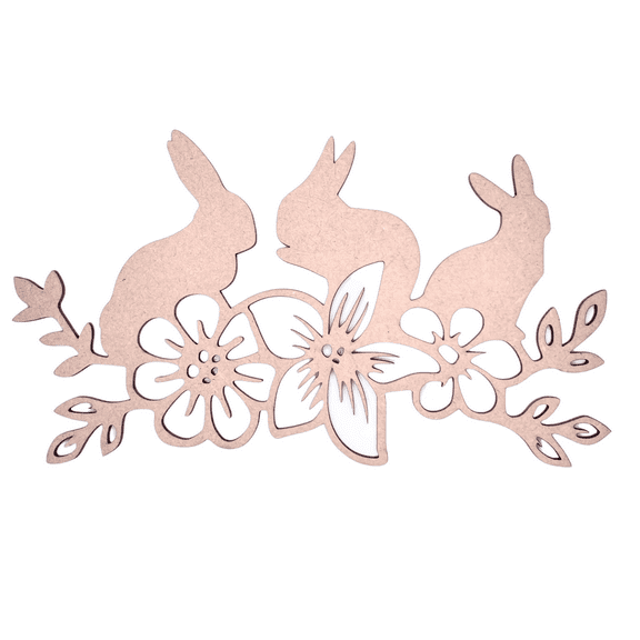 5" Wood Bunny Cutout | 1/4" Thick Birch Wood Bunnies with Flowers | Easter Craft Cutouts | Wooden Rabbit Crafts