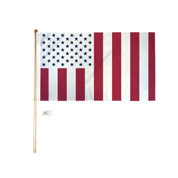 5' Wood Flag Pole Kit Wall Mount Bracket With 3x5 Civil Peace Polyester Flag