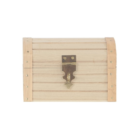 Make Market 5" Wood Treasure Chest - Unfinished Mini Wooden Boxes with Brass Hardware for DIY Crafts, Painting, Decorating, Storage & Party Favors, 12 Pack