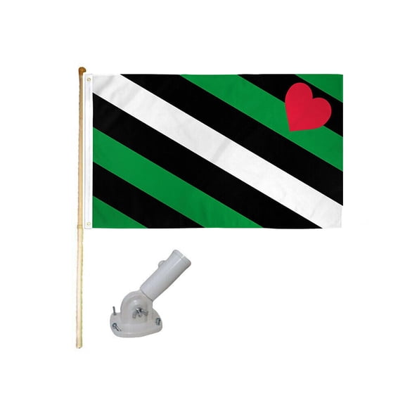 5' Wooden Flag Pole Kit W/ Nylon White Bracket 3x5 Leather Boy Pride Poly Flag