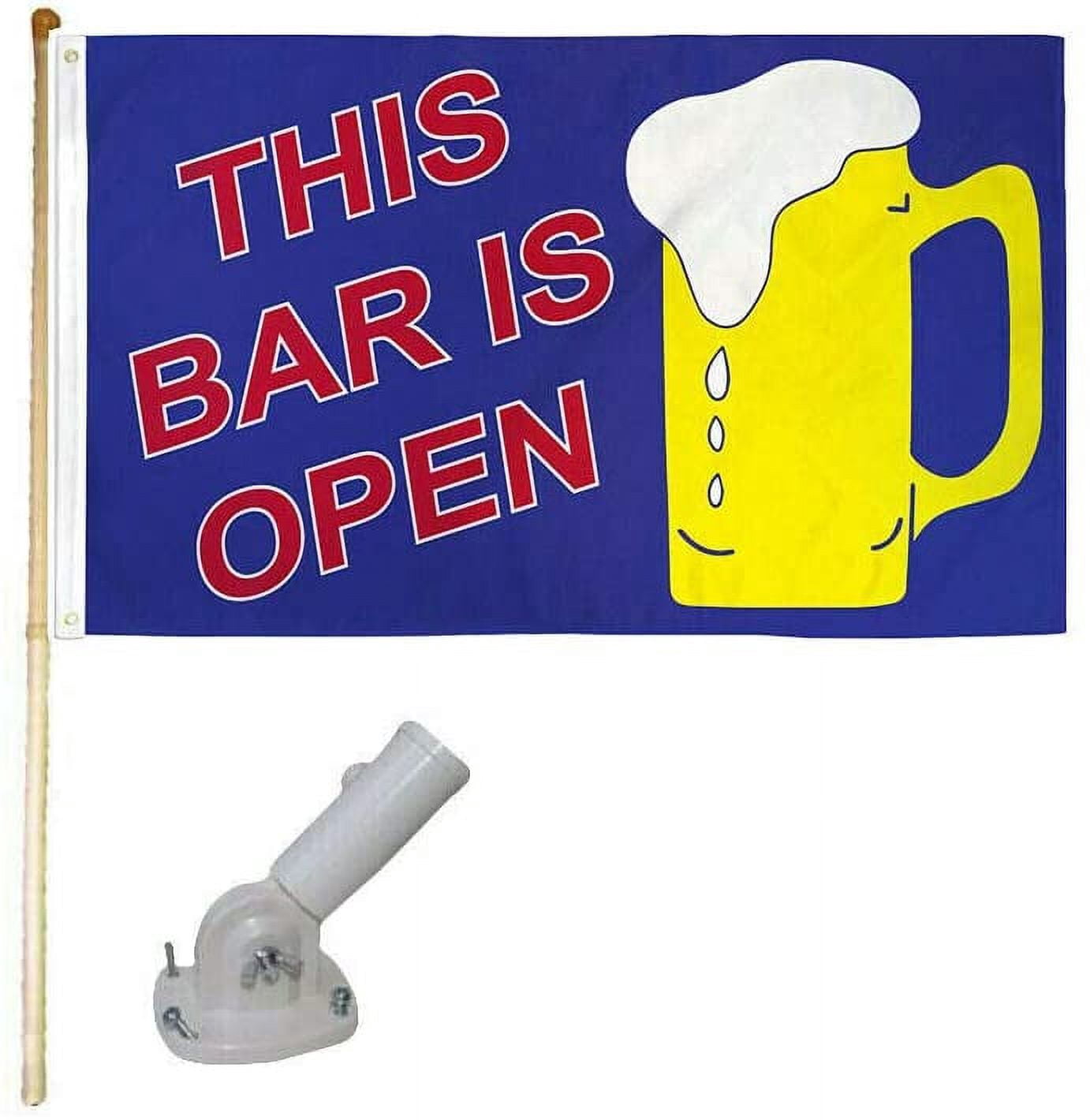 5' Wooden Flag Pole Kit W/Nylon White Bracket 3x5 This Bar is Open Poly Flag