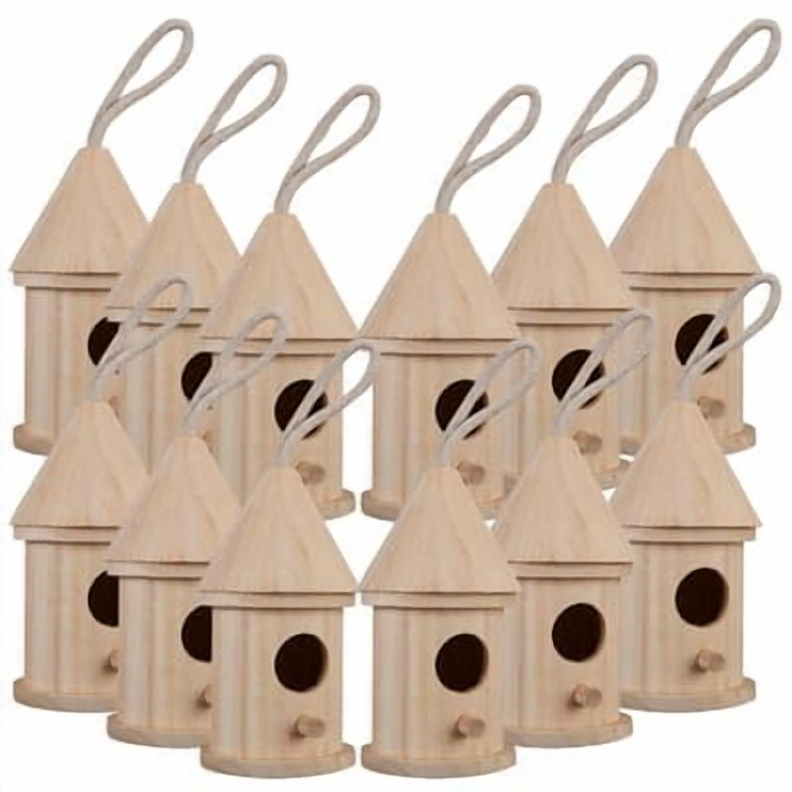 5" Wooden Hut Birdhouse by Make Market - Unfinished Birdhouse Made of 100% Wood - Outdoor Nesting Boxes - Bulk 12 Pack