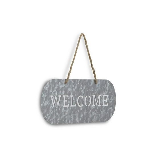 5" X 11" Gray Handcrafted Welcome Galvanized Metal Wall Decor