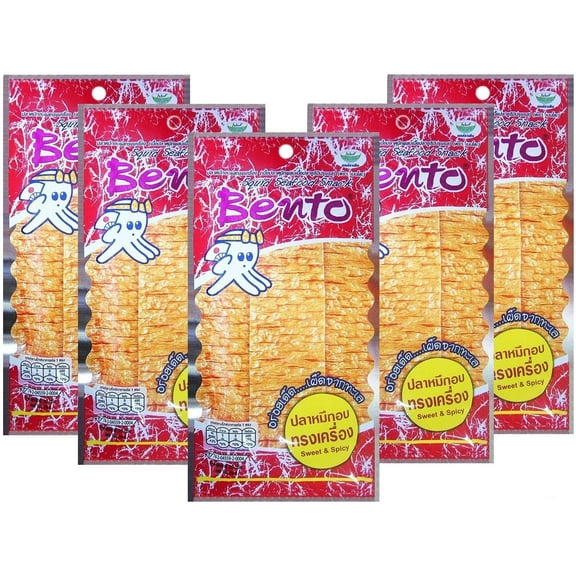 5 X 20g. Bento SBF3Squid Seafood Snack Sweet Spicy Flavor Thai Food Delicious