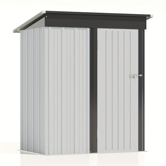 5 X 3 FT Outdoor Storage Shed Lockable Garden Metal Shed Steel Anti-Corrosion Storage House, Outdoor Storage Box Waterproof With Single Lockable Door For For Outside Use, Free Shipping