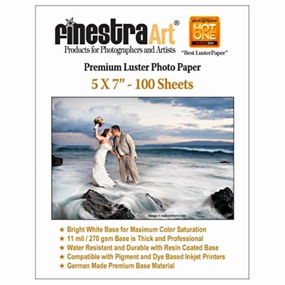 5" X 7" Premium Luster Inkjet Photo Paper - 100 Sheets