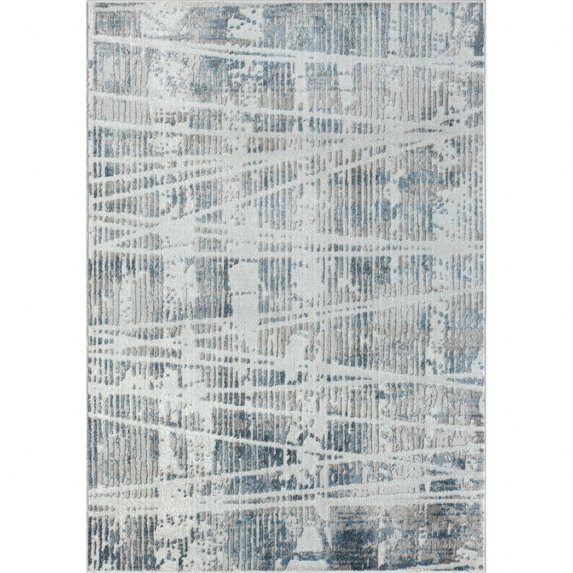 5' X 7' Blue Abstract Area Rug