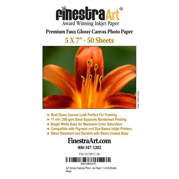 5" X 7" Canvas Textured Premium Inkjet Photo Paper - 50 Sheets