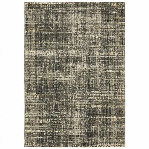 5' X 8' Charcoal Grey Beige And Tan Abstract Power Loom Stain Resistant Area Rug