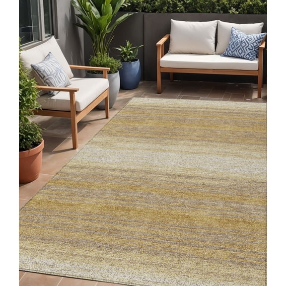 HomeRoots 599959 5 x 8 ft. Gold & Beige Abstract Washable Indoor & Outdoor Rectangle Area Rug