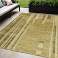 thumbnail image 1 of 5' X 8' Gold And Dark Brown Striped Washable Indoor Outdoor Area Rug, 1 of 5