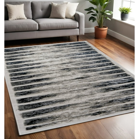 HomeRoots 616893 5 x 8 ft. Gray & Black Abstract Distressed Rectangle Area Rug