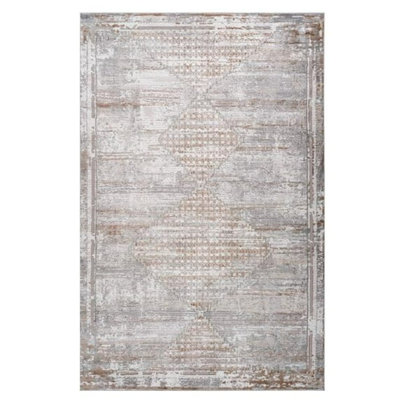 5' X 8' Gray and Brown Abstract Distressed Area Rug
