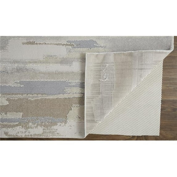 HomeRoots 514919 9 x 12 ft. Ivory Tan & Brown Abstract Power Loom Distressed Stain Resistant Rectangle Area Rug