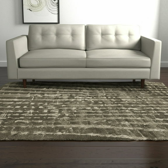 HomeRoots 617055 5 x 8 ft. Green & Tan Abstract Rectangle Area Rug