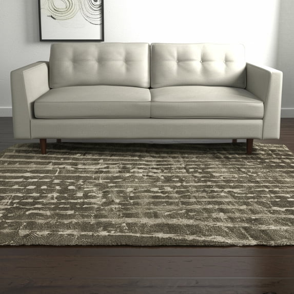 HomeRoots 617055 5 x 8 ft. Green & Tan Abstract Rectangle Area Rug