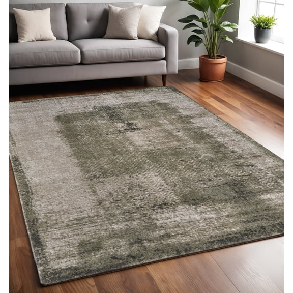 HomeRoots 617086 5 x 8 ft. Green & Tan Abstract Distressed Rectangle Area Rug