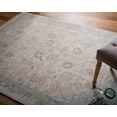 thumbnail image 1 of HomeRoots 566215 2 x 3 ft. Floral Hand Woven Distressed Rectangle Area Rug with Fringe, Ivory, Tan & Blue, 1 of 10