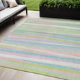 thumbnail image 1 of 5' X 8' Mint Green Pink And Blue Striped Washable Indoor Outdoor Area Rug, 1 of 5