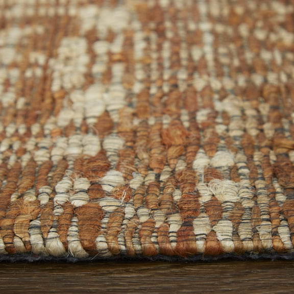 5' X 8' Orange and Tan Geometric Hand Woven Area Rug