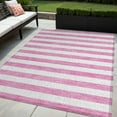 thumbnail image 1 of 5' X 8' Pink and White Striped Washable Non Skid Indoor Outdoor Area Rug, 1 of 3