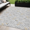 thumbnail image 1 of 5' X 8' Silver Gray And Gold Floral Washable Indoor Outdoor Area Rug, 1 of 5