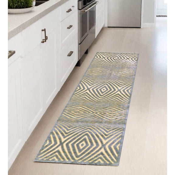 5' X 8' Tan and Gray Abstract Power Loom Area Rug