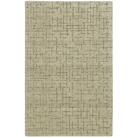 5' X 8' Tan and Gray Wool Geometric Hand Tufted Area Rug