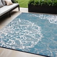 thumbnail image 1 of 5' X 8' Teal Blue Floral Indoor Outdoor Area Rug, 1 of 1