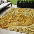 thumbnail image 1 of 5' X 8' Terra Cotta Brown And Gold Floral Medallion Washable Indoor Outdoor Area Rug, 1 of 5