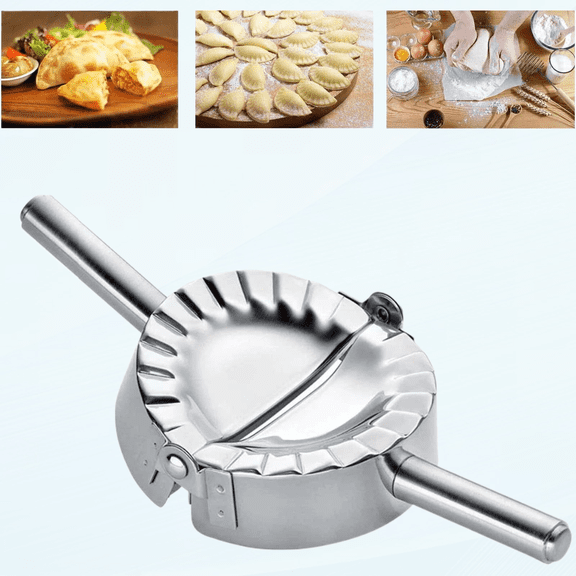 5" X-Large Stainless Steel Empanada Maker Dumpling Maker & Cleaning Towel,Ravioli Pierogi Mould Tool,Wraper Dough Cutter With Long Handle,For Pocket Pie Ravioli Dumpling Pastry
