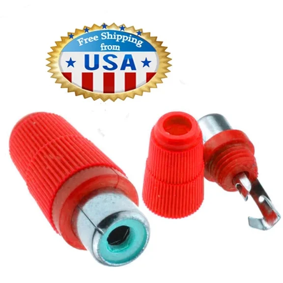 5 X Rca Phono Female Solder Socket Plug For Cable Audio Adapter Red Color - New